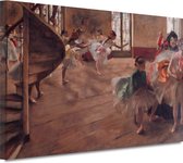 Balletrepetitie - Edgar Degas schilderij - Ballet wanddecoratie - Schilderijen canvas Dans - Moderne schilderijen - Schilderij op canvas - Decoratie woonkamer 60x40 cm
