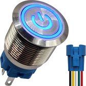 Pressostat métallique ProRide® 12V ON-OFF avec câble de connexion - 19mm - Interrupteur marche/arrêt - Anti-éclaboussures - 12V/24V - Indication LED Blauw