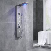 Colonne de douche, Colonne de douche Auralum LED inox avec jets massants, set de robinetterie de douche pluie 5 positions avec afficheur LCD et douchette 3 fonctions