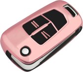 Zachte TPU Sleutelcover - Geschikt voor Opel Astra J / Corsa D / Insignia / Vectra / Zafira - Roze Glossy - Sleutel Hoesje Cover - Auto Accessoires