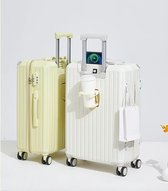 Ideal Store®Valise de voyage-Taille des bagages: 60,9 cm -hauteur 59 cm-Largeur 40 cm-Longueur 56 cm-Roues pivotantes 360 degrés-Port USB-Porte-gobelet- Zwart