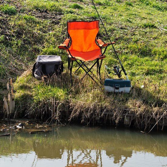 Campingstoel - Vouwstoel - Vissersstoel - Viskrukje - Kampeerstoel - EK 2024 stoel - Buiten - draaggewicht 100kg - Opvouwbare stoel - 44x49x80 cm - Oranje van Camp — afbeelding 5