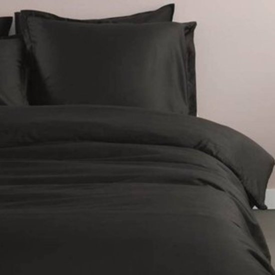 Ambiante Satin Uni dekbedovertrek - Lits-Jumeaux - 240x200/220 cm - Zwart van Ambiante — afbeelding 4