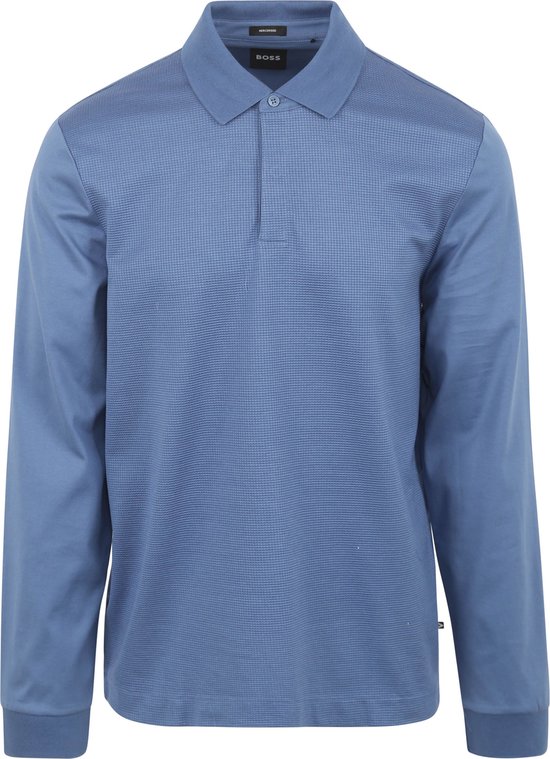 BOSS - Pleins Poloshirt Blauw - Slim-fit - Heren Poloshirt Maat XL