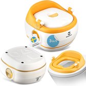 3-in-1 potje + toiletbril voor kinderen + kruk/kindertoilet voor potjestraining voor kinderen vanaf 2 jaar, geel