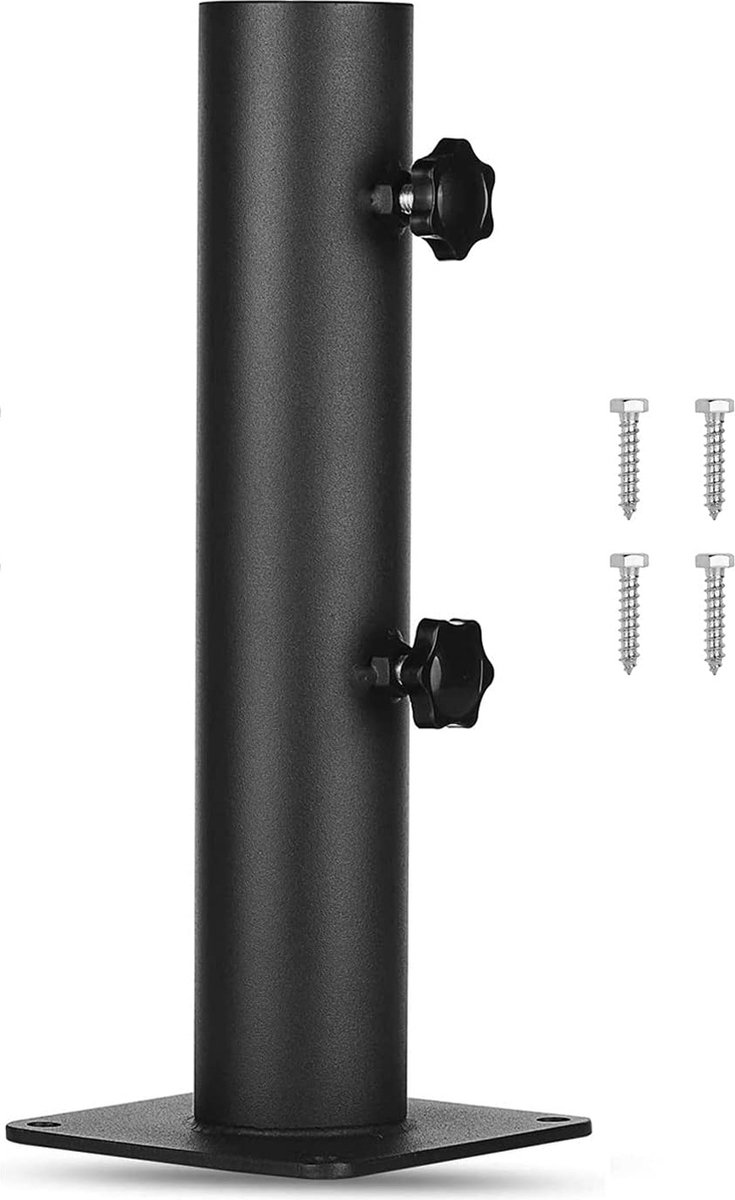 Bol.com Robuuste vierkante parasolstandaard parasolvoet van staal met verstelbare knop, parasolvoet tuin, vlonders, terras, over... aanbieding