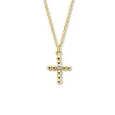 Halsketting 14 karaat gold plated kruis zirkonia | Dames ketting | 925 zilver | Verstelbaar lengte