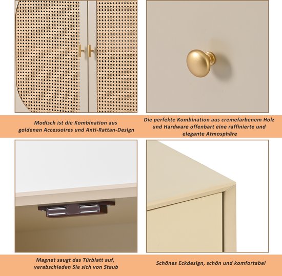 Sweiko Woonkamer ladekast, opbergkast, zijpaneel, TV tafel, met deuren en lades, met grote opbergruimte, beige, breedte 120 cm