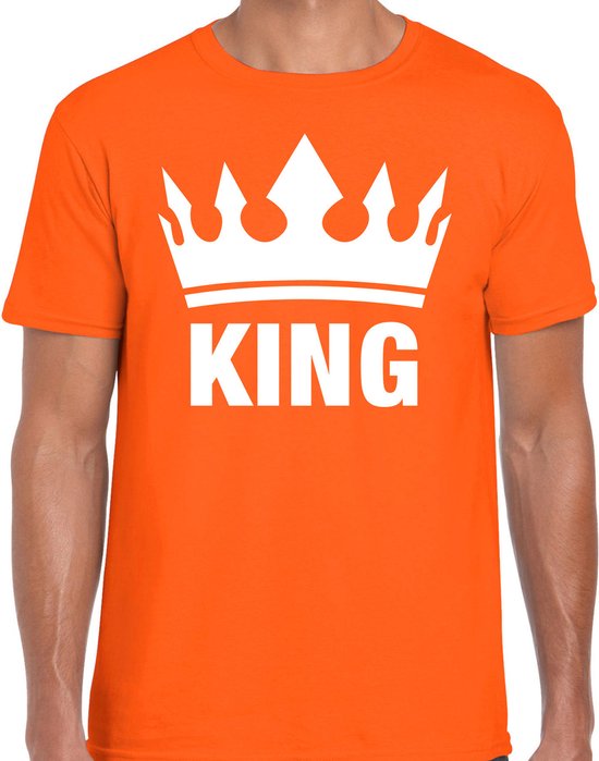 Bellatio Decorations Koningsdag t-shirt voor heren - King - oranje - feestkleding L