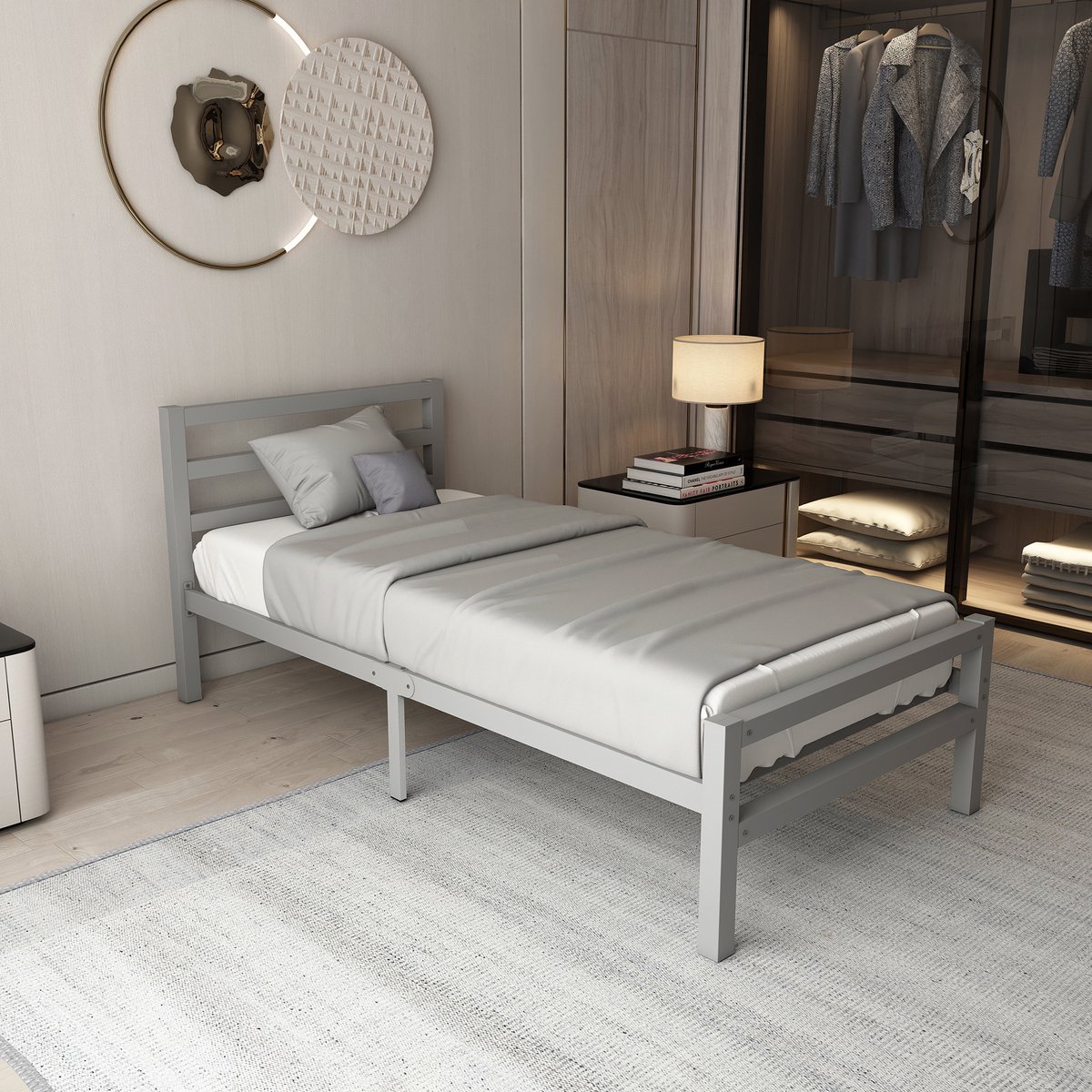AirSleeperz® heavy duty metalen bedframe Job - Kleur grijs - Afmeting 90x200 cm - Voor 1 persoon - Draagkracht 350 kg