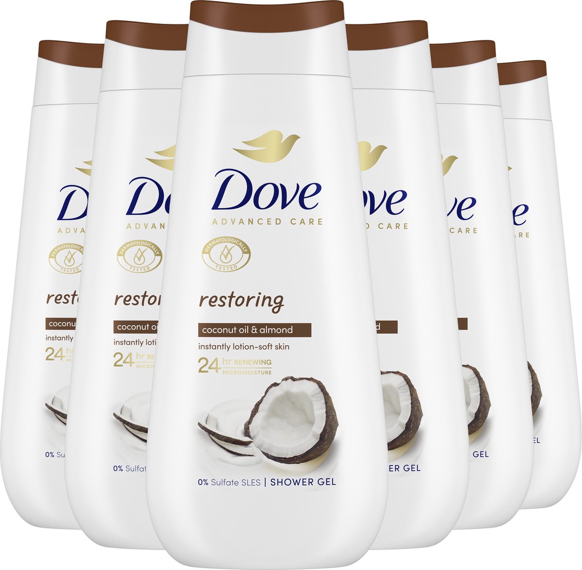 Bol.com Dove - Douchegel - Advanced Care - Restoring - 6 x 225 ml - Voordeelverpakking aanbieding