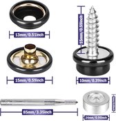 Drukknopen om te schroeven - drukknop schroefbaar 15 mm schroefbare drukknopen voor dekzeilen, boten, meubels, tenten & meer 150 stuks/50 sets