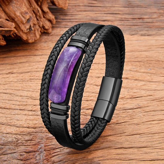 Amethist Armband - 21 CM - RVS - Amethist Edelsteen