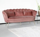 Bol.com Zitbank Belle 3 zits Velvet oud roze 180cm stof bankstel incl. 3 kussens bank aanbieding