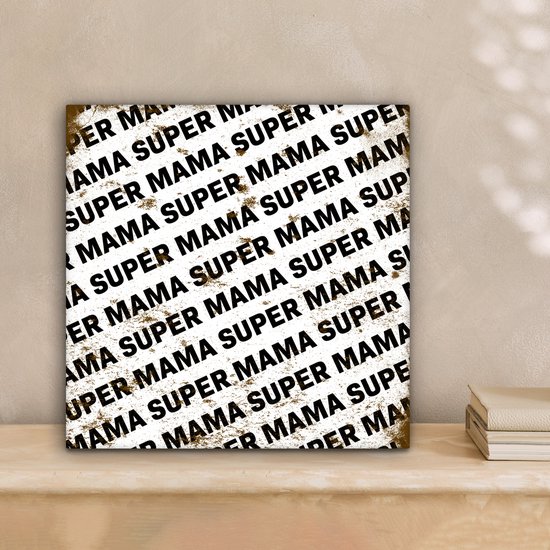 Peintures sur Toile Cadeau Mère - Super Maman - Vintage - 20x20 cm - Décoration murale