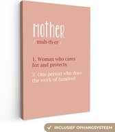 Beau cadeau pour la maman la plus douce - imprimé rose saumon avec texte Mother Canvas 80x120 cm
