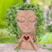 Gezicht plantenbakken potten, RYER schattige dame gezicht bloempot hoofd plantenbak voor binnen buiten planten met drainagegat liefdesstijl