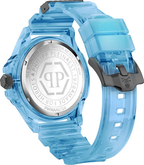 Montre Philipp Plein The $Kull Scuba Duba Edition PWWAA0724 - Plastique - Blauw - Ø 44 mm