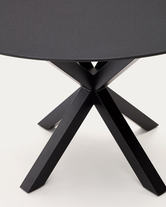 Kave Home - Argo ronde glazen tafel met stalen poten in zwart Ø 120 cm
