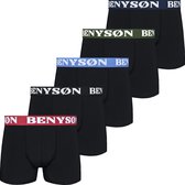 Boxershort Heren | Benyson | 5 Pack | Katoen | Maat XL | Zwart | Gekleurde Band | Ondergoed Heren | Onderbroeken Heren |