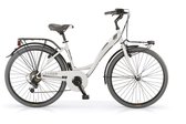 Vélo de ville Unique 28 pouces - Avec 6 vitesses - Vélo pour femme - Taille du cadre 46 cm - Freins en V et leviers de frein - Crème