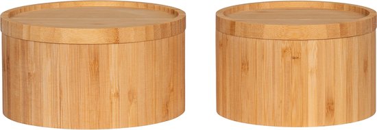 House Nordic - Opberg Schaaltjes - Set//2 - Bamboe bakjes met deksel - 15x8 en 13x8cm