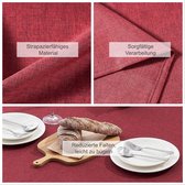 Tafelkleed waterafstotend linnenlook | vlekbescherming, afwasbaar | tuintafelkleed buiten, tafelkleed eettafel | rood - 90 x 90 cm