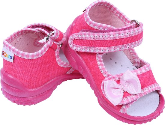 LEMIGO - Sandales scratchées à nœud roses