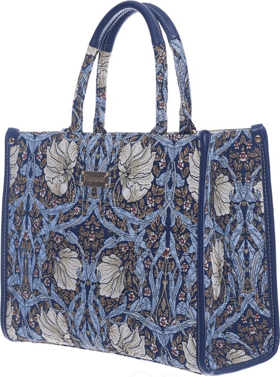 Signare - Luxe City Bag - gobelinstof - Hand-schoudertas - Pimpernel and Thyme - Blue - Blauw - William Morris