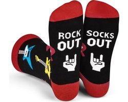 Grappige Gitaar Sokken voor de Muziekliefhebber - Dames/Heren maat 38-44 - met tekst Rock Out