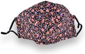 Limited Edition: Stijlvolle Zwarte Mondkapjes met Bloemenpatroon - Multikleur - Niet-Medisch - Comfortabel 100% Katoen - Wasbaar - Voor Dames & Meisjes