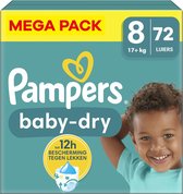 Pampers - Bébé Dry - Taille 8 - Mega Pack - 72 couches - 17+ KG