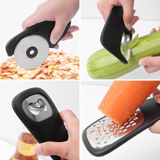7 Stuk Rvs Keuken Tool Set Met Dunschiller Blikopener Shredder Knoflook Masher Garde Kleine Keukengerei Set Voor Koken Witte Kleur