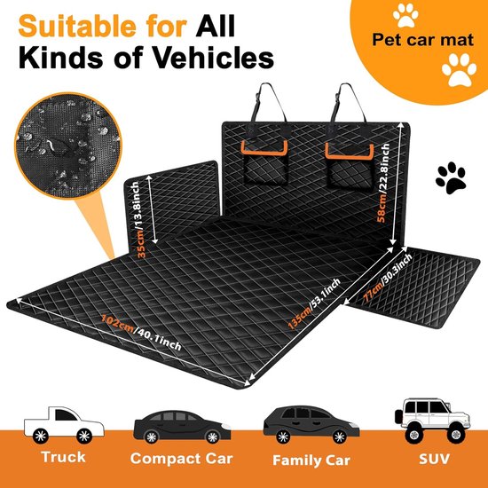 Kofferbakmat voor honden, voor Ford Kuga. Met bumperen zijbescherming opvouwbaar waterdicht slipvast
