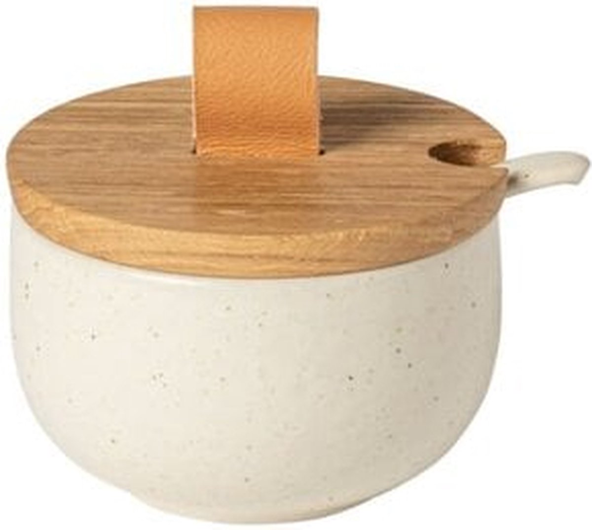 Casafina Costa Nova - Pacifica - suiker potje creme - met houten deksel - 9 cm rond