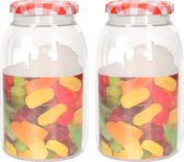 Plasticforte Weckpot/inmaakpot Classic - 2x - 750ml - kunststof - draaideksel - rood - D9 x H15 cm