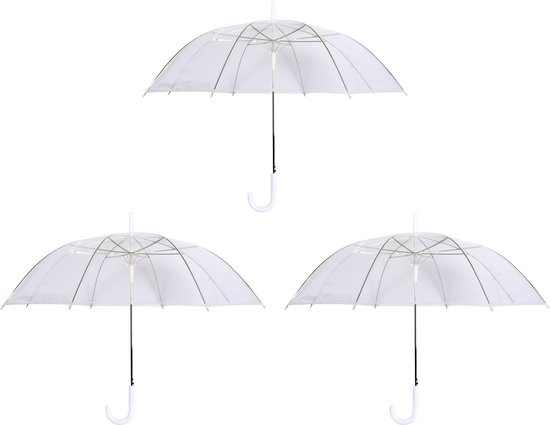 3 pièces Parapluie parapluies en plastique transparent 100 cm - parapluie transparent - parapluie de mariage - parapluie de mariée - élégant - mariage - mariage - à la mode - parapluie de mariage