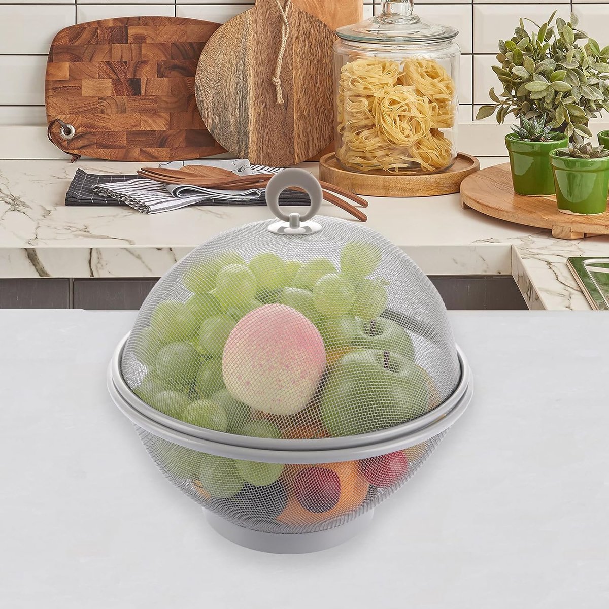 1 stuks fruitmand met deksel groentehouder met afdekking fruitschaal met vliegenbescherming was groente afvoermand keukenafvoermand