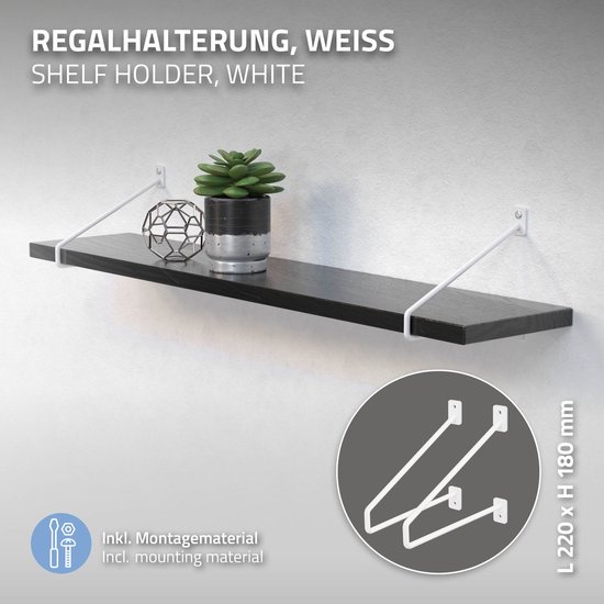 ML-Design 4-delige plankbeugel, 25x4x14,5 cm, zwart, metaal, 10 inch