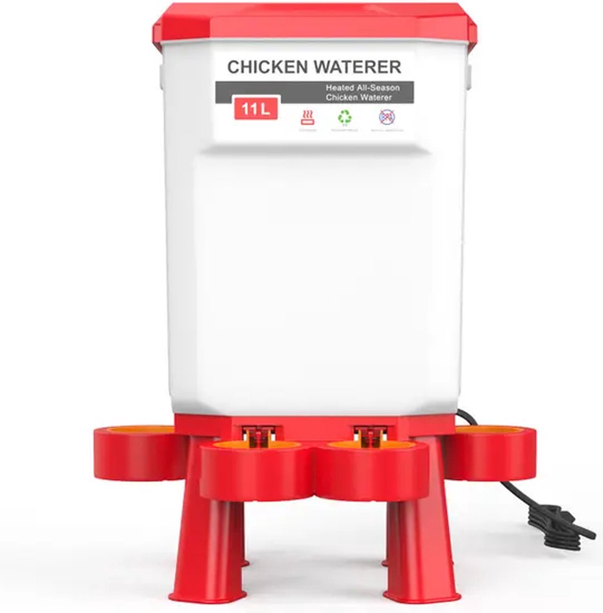 UniEgg Feeder - 12 KG (Rood) - automatisch en innovatief 3 feeders, inclusief ophangset en poten - voerbak kip en ander pluimvee of gevogelte
