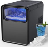 Ice Cube Machine Small 12 kg/24 Hours 9 Ice Cubes in 6 Minutes Self-Cleaning Maker with Scoop and Basket 2 Ice Cube Sizes Black - Fast Ice Making