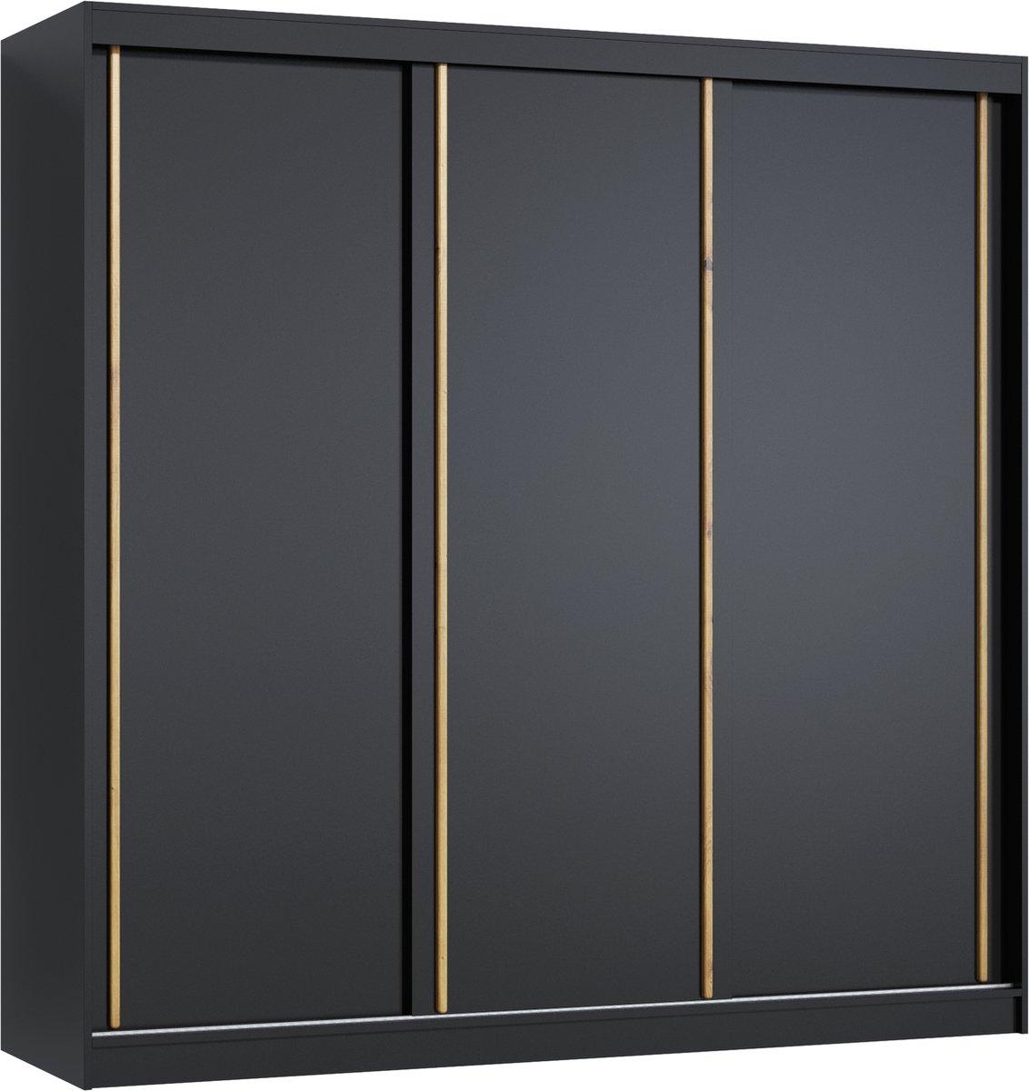 Promeubels Pro-meubels - Kledingkast Montreal - 205cm - Zwart mat - Garderobekast - Slaapkamer - Schuifdeur