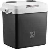 Brisby 25 Liter Elektrische Koelbox, Frigobox Deluxe met 12V, 220/230 Volt Aansluiting voor Auto en Camping – AC/DC - Coolbox - Divider en Deksel vergrendelstand - GRIJS