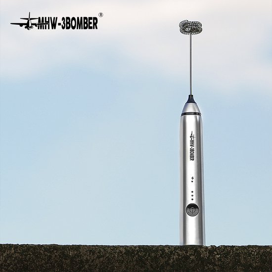 MHW-3BOMBER Oplaadbare Melkopschuimer Handheld - 3 Snelheden Voor Cappuccino, Latte, Matcha | Inclusief 2 Roestvrijstalen Gardes