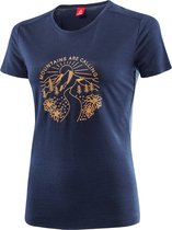Loeffler shirt korte mouwen W Printshirt Mountains Merino - Tencel™ Donker Blauw