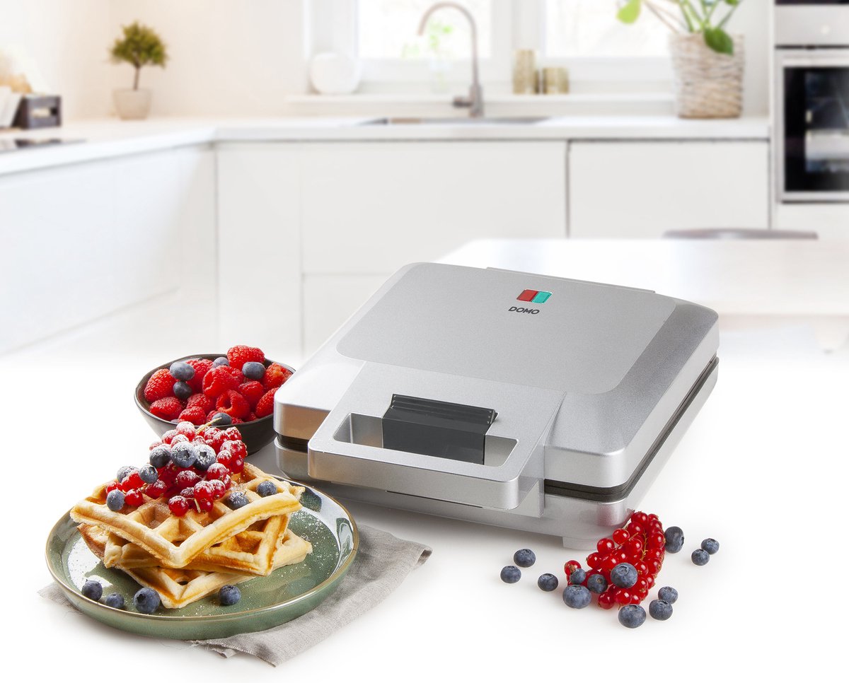 DOMO DO9250W Gaufrier 4 Gaufres Belges - Revêtement Anti-Adhésif Puissant 1600W