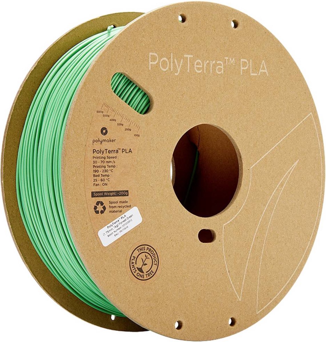 Polymaker Polyterra PLA filament 1.75 mm - 1 kg - Forest Green
