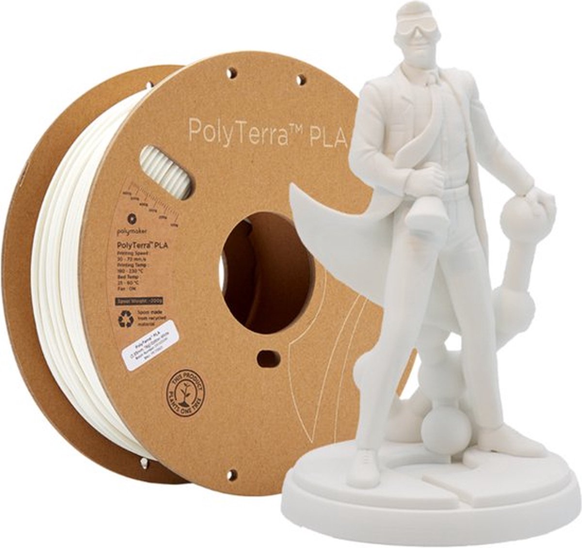 Polymaker PolyTerra PLA Wit (Katoen) — afbeelding 4