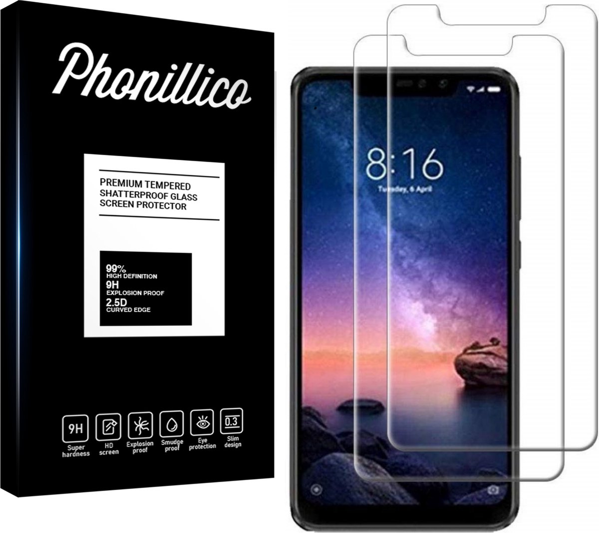 Screenprotector voor Xiaomi Redmi Note 6 Pro - 2 stuks Beschermglas van glas Transparante glazen schermbeschermfolie