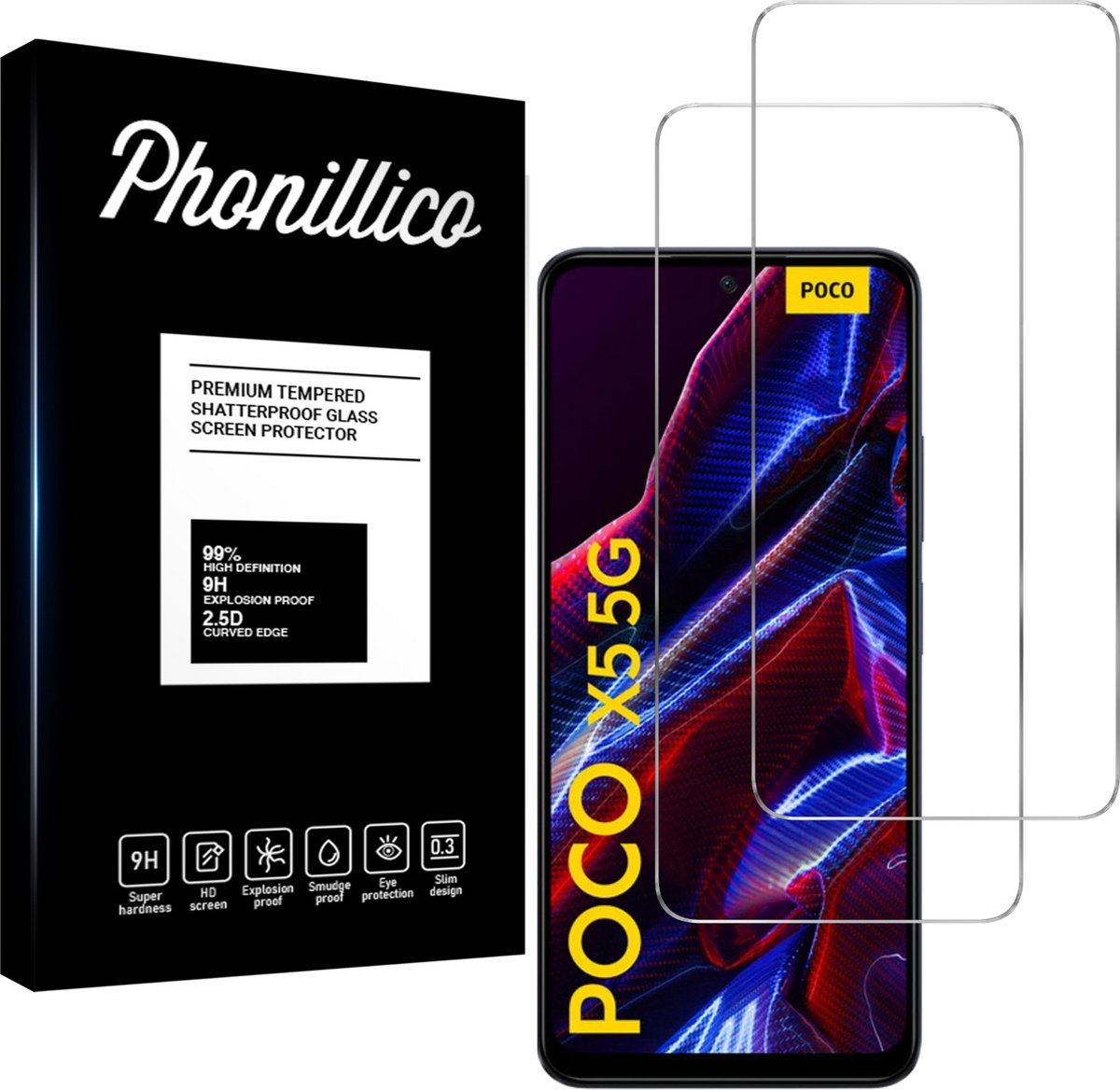 Screenprotector voor Xiaomi Poco X5 5G - 2 stuks Beschermglas van glas Transparante glazen schermbeschermfolie
